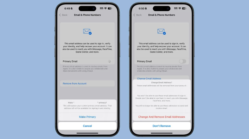 托克托苹果手机维修分享苹果 iOS 18.1 支持设置“主要”邮箱地址并更改 iCloud 邮箱 