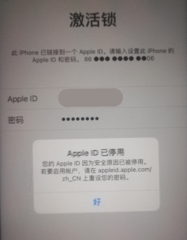 托克托苹果手机维修分享iPhone 12 出现提示“Apple ID 已停用”怎么办 