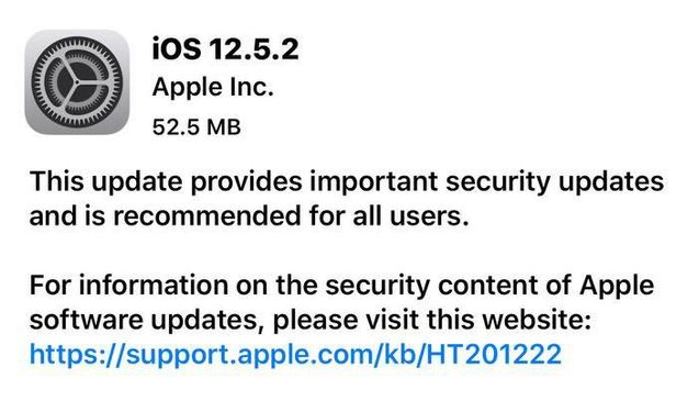 托克托苹果手机维修分享iOS12.5.2发布，建议所有老苹果用户安装 